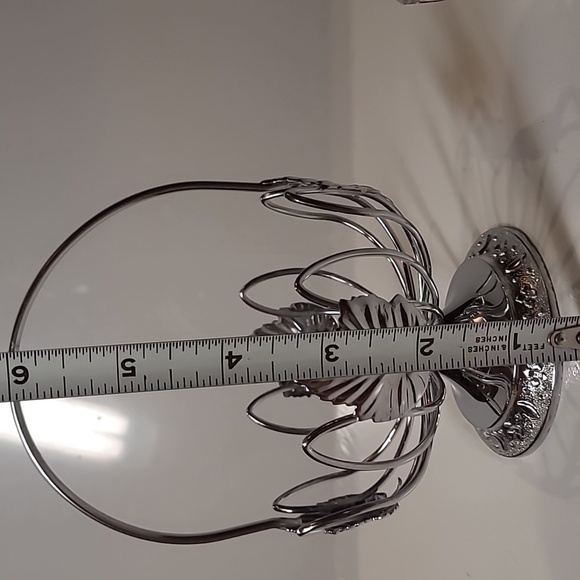 Vintage old English recreation #4021 metal basket w/ crystal bowl - Picture 6 of 9